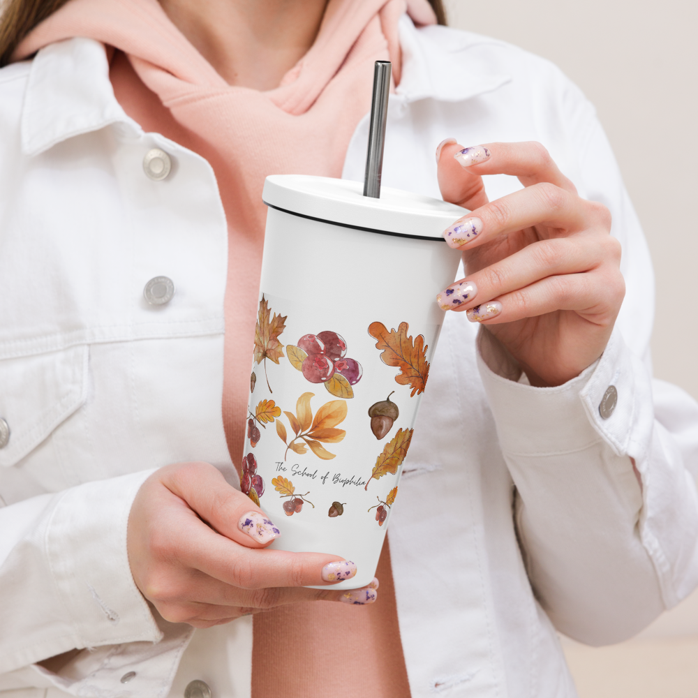 Insulated tumbler with a straw
